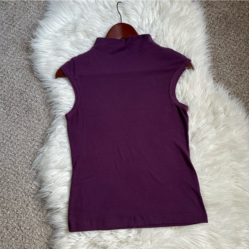 Hillard & Hanson Plum Mock Neck Sleeveless Top Size M